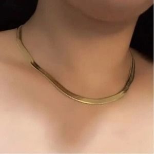 Jennifer Zeuner 14K Yellow Gold Plated Herringbone Hamilton Necklace